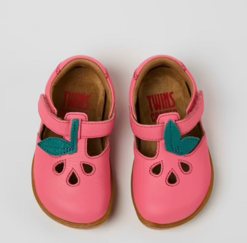 Camper Twins Pink Leather T-Strap Shoe