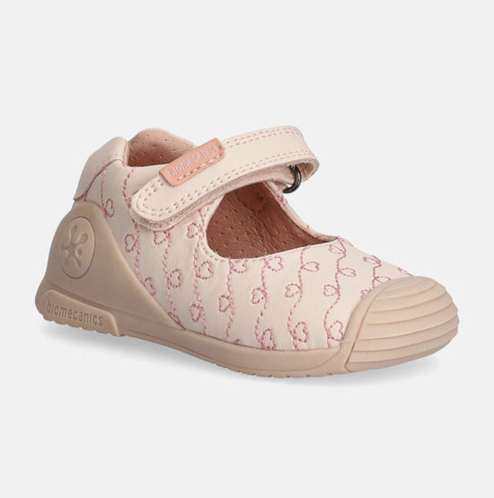 Biomecanics  Leather Baby Mary Jane Shoes Pink Hearts