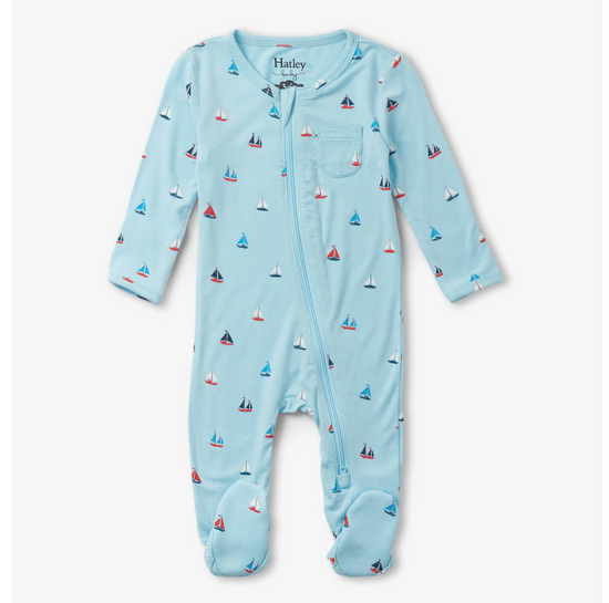 Hatley Baby Boys Tiny Sailboats Footed Sleeper