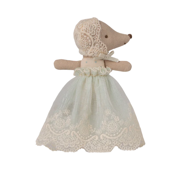 Baby mouse in gown Mint   by Maileg by Maileg