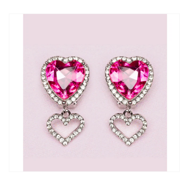 Boutique Heart Jewel Clip On Earrings