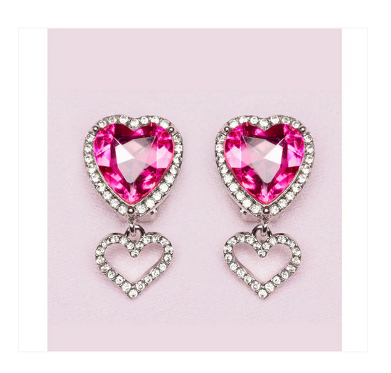 Boutique Heart Jewel Clip On Earrings
