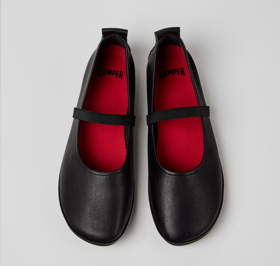 CAMPER Black Leather Ballerina Narrow Elastic for Women