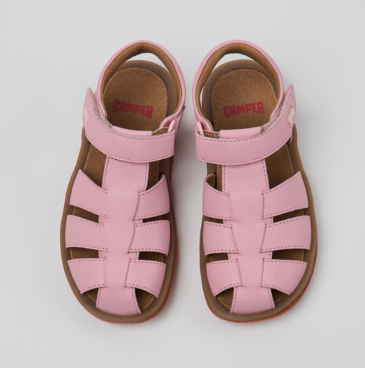 Camper Pink Leather Closed Sandal for Kids