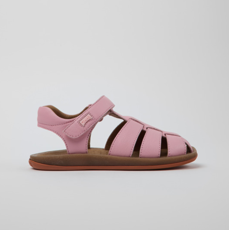 Camper Pink Leather Closed Sandal for Kids