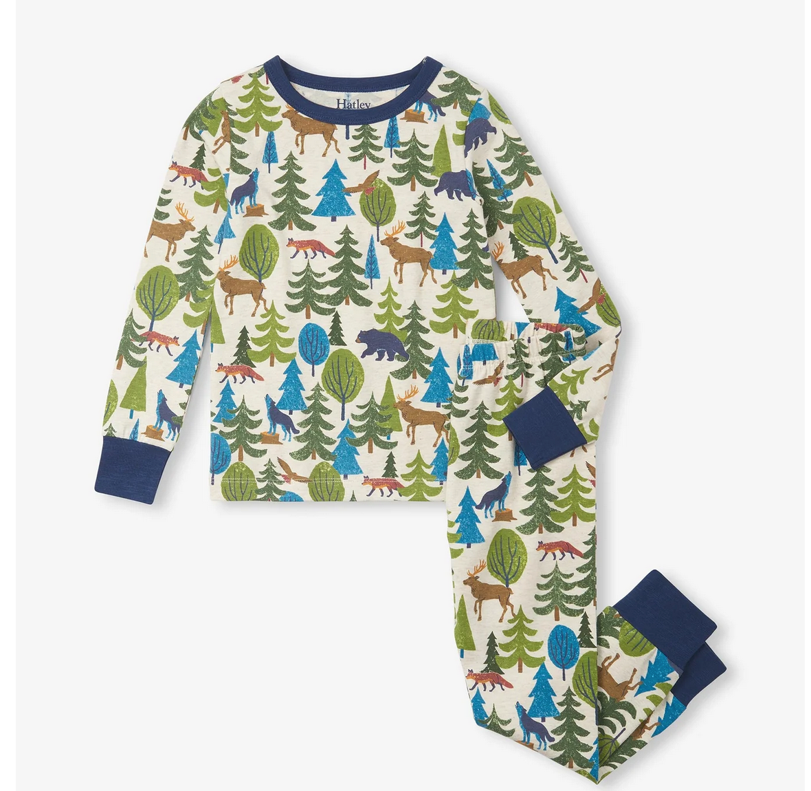 HATLEY  Forest Scene Stretch Cotton Pajama Set