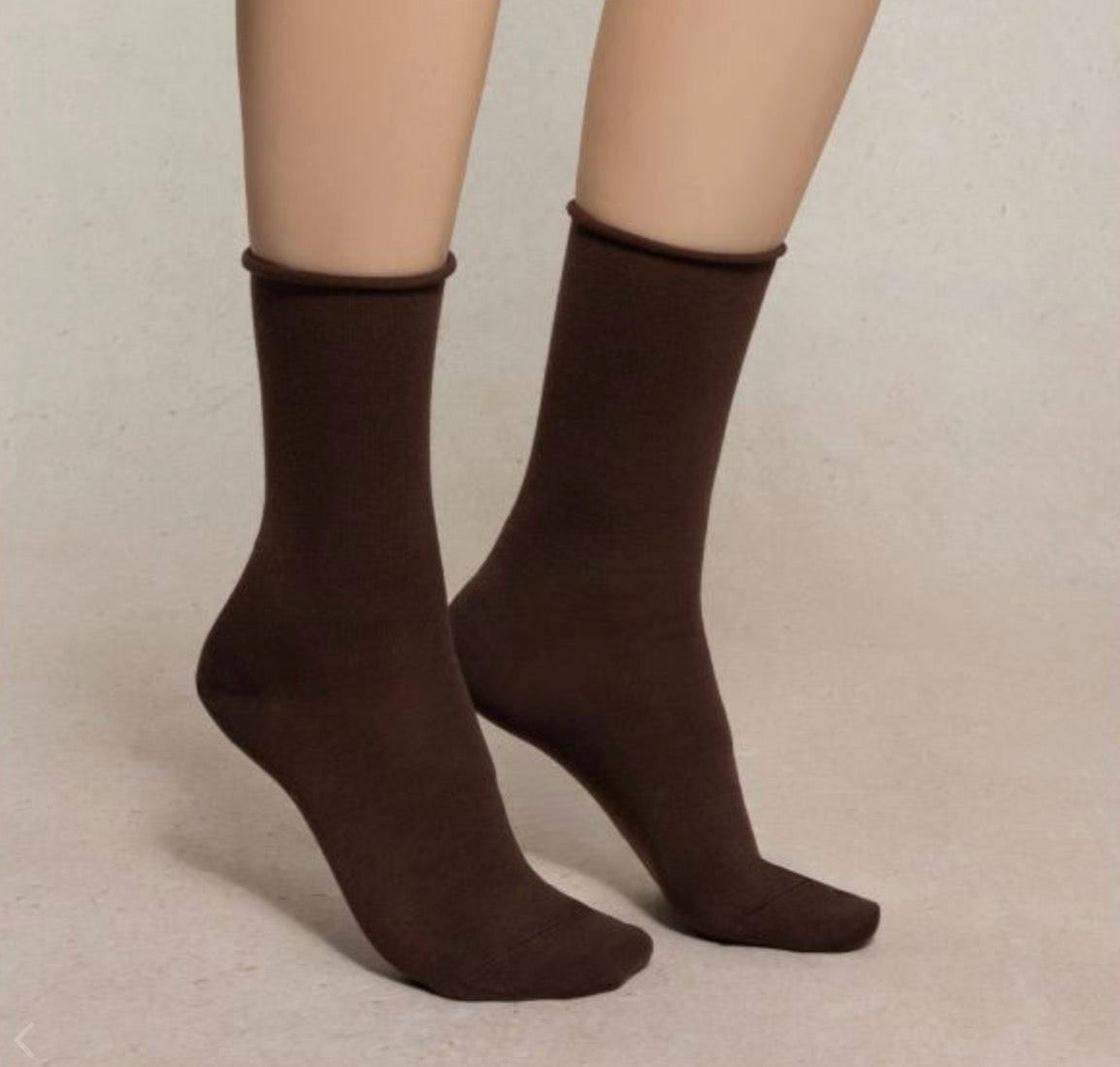 Roll Top Merino Wool Socks Chocolat 39/41 by Blueforet