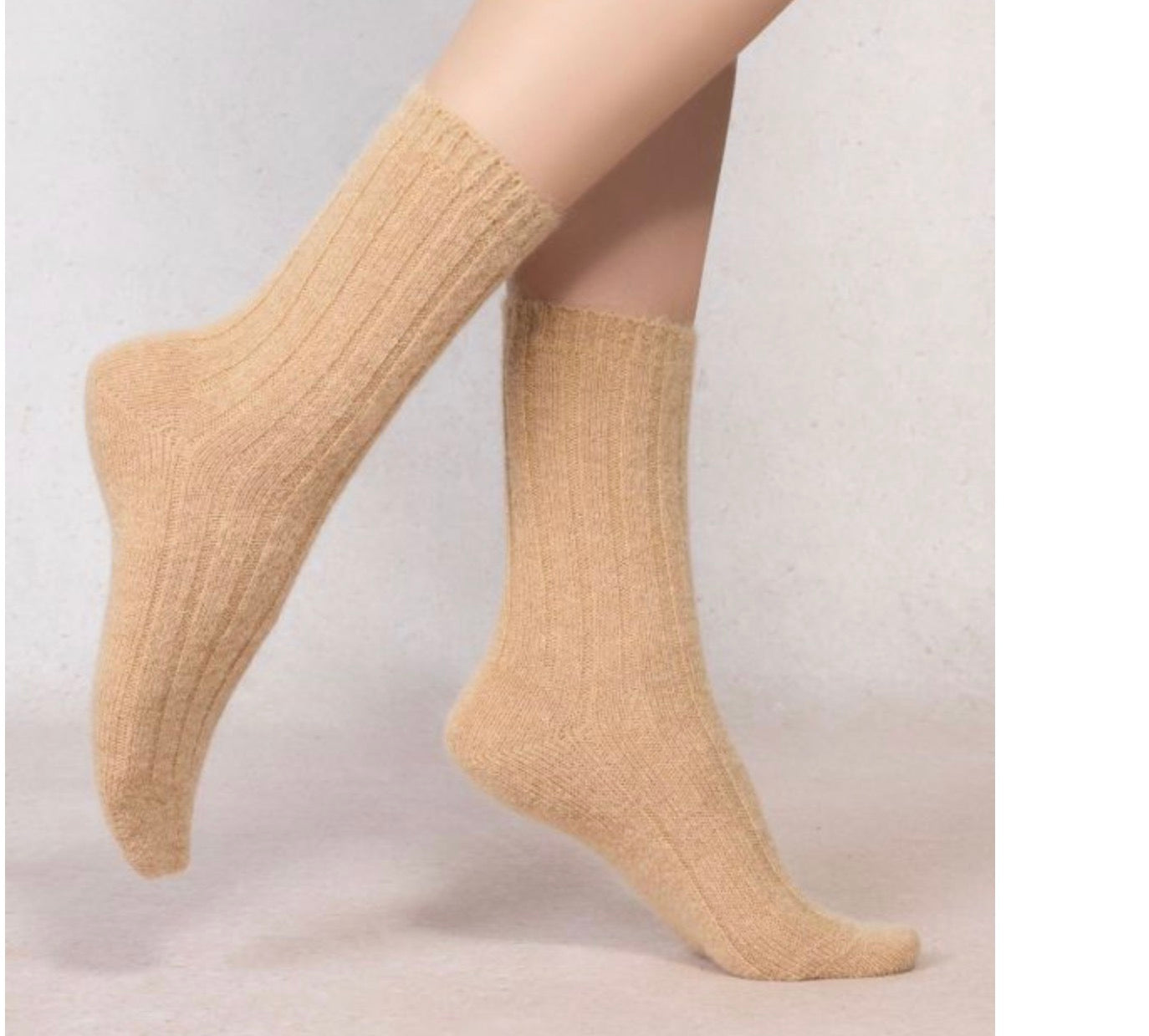 Alpaca & Wool Ribbed Socks Camel 39/41 by Blueforet