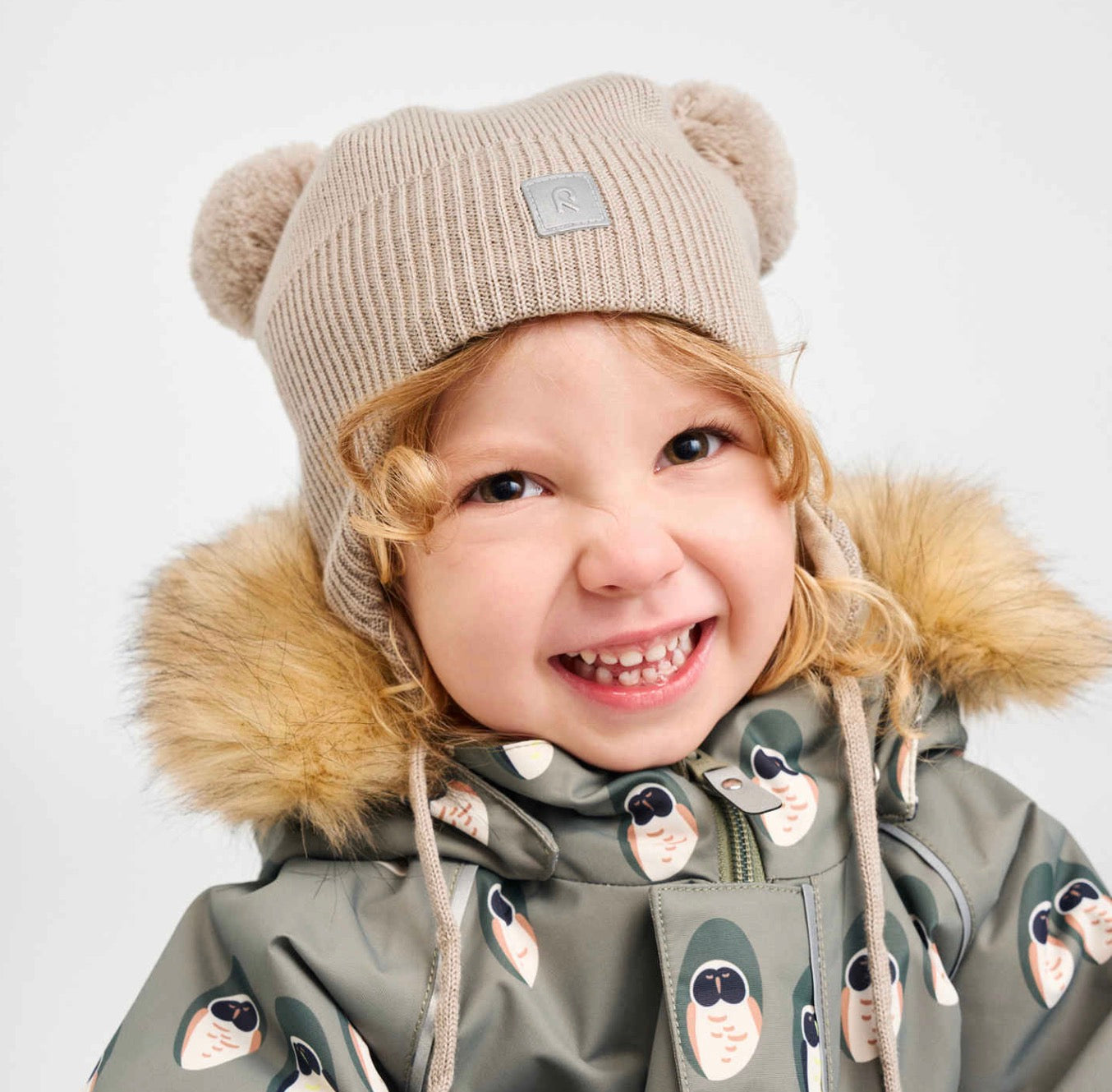 REIMA Kumpi - Toddler Merino Wool Hat Earthy Beige