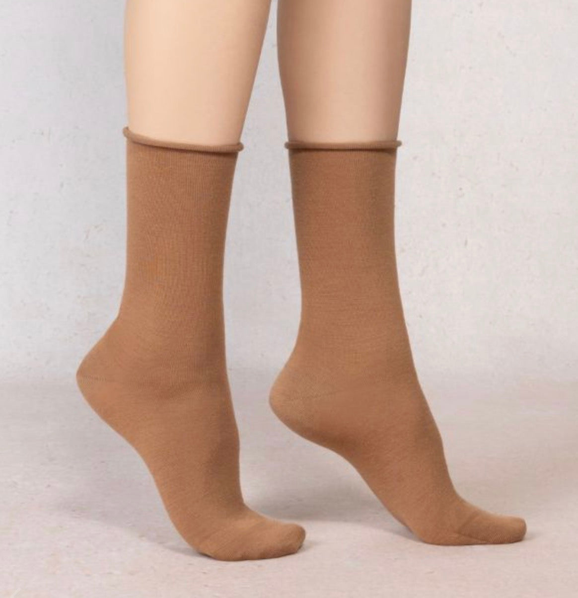 Roll Top Merino Wool Socks Praline 39/41 by Blueforet