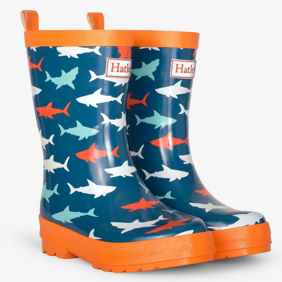 HATLEY Great White Sharks Shiny Rain Boots