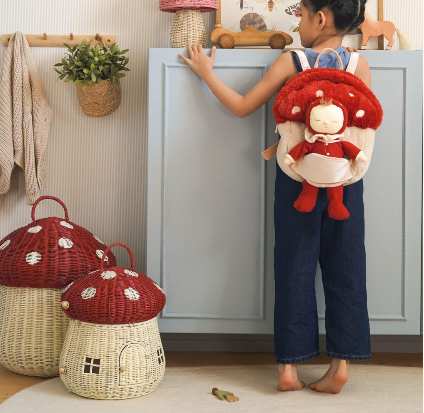 Hopalong Mushroom Backpack - Red by Olli Ella