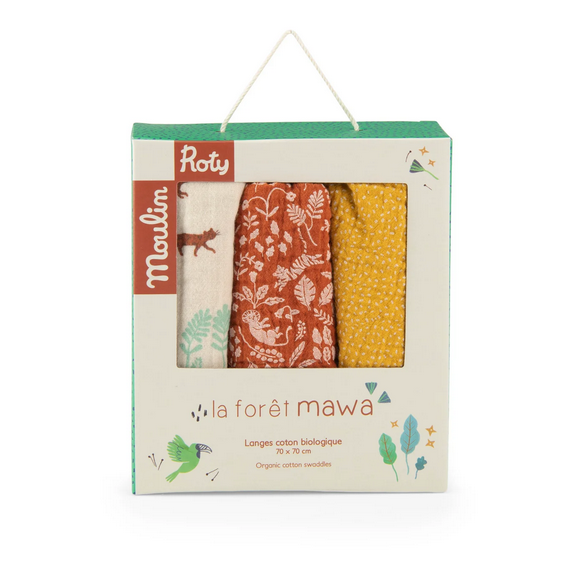 La Foret Mawa - Set of 3 Muslin SquaresBy Moulin Roty
