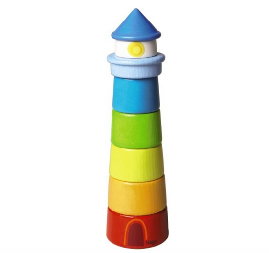 Lighthouse Wooden Rainbow Stacker by Haba