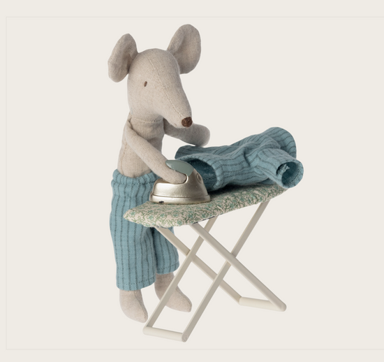 Maileg Iron and Ironing board Blue , Mouse