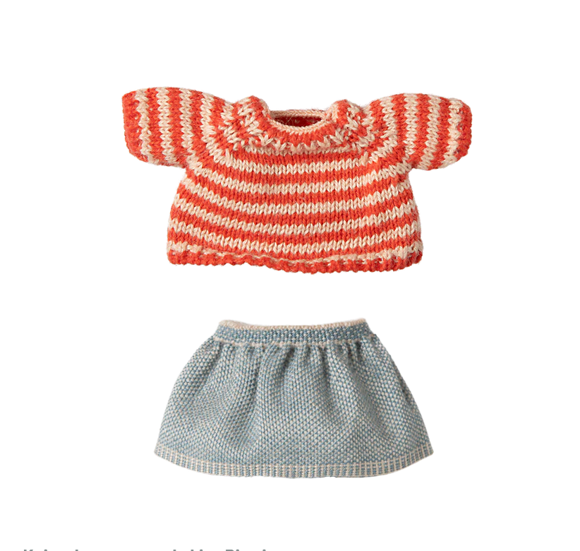 Maileg Knitted sweater and skirt, Big sister mouse