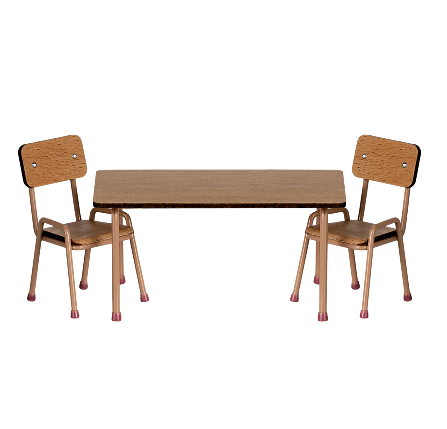 Maileg Table and chair set, Mouse - Dark powd