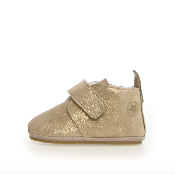 NATURINO Suede Baby Shoes in Platinum