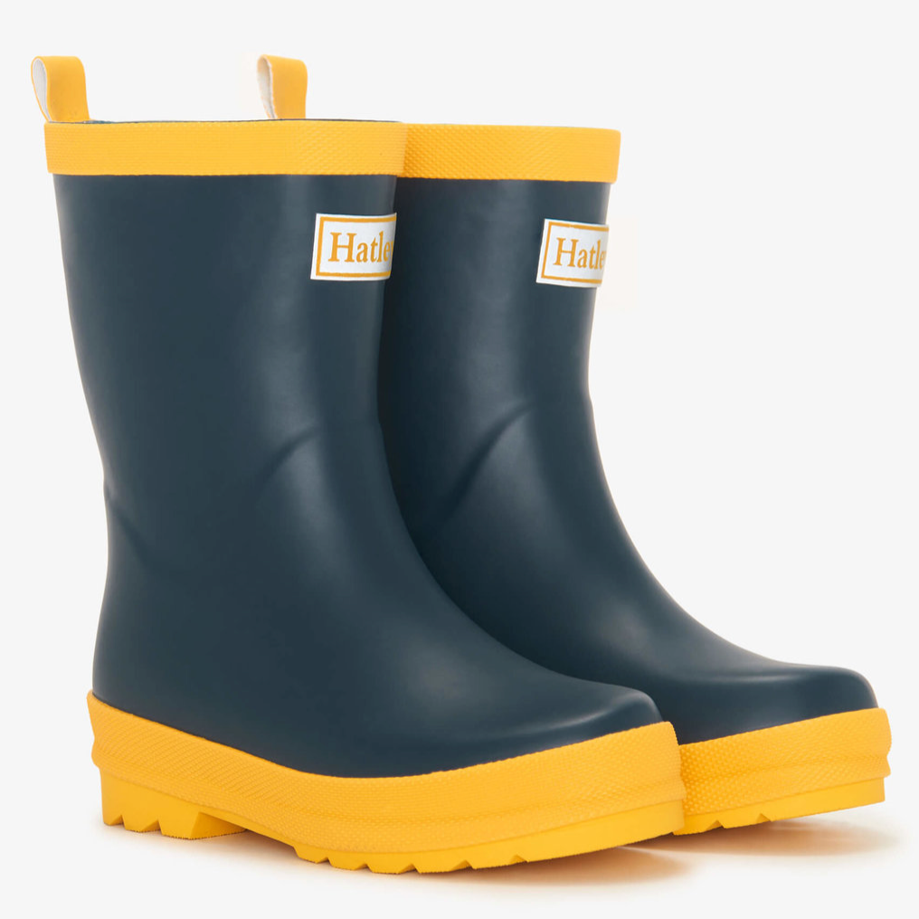 HATLEY Navy & Yellow Matte Rain Boots