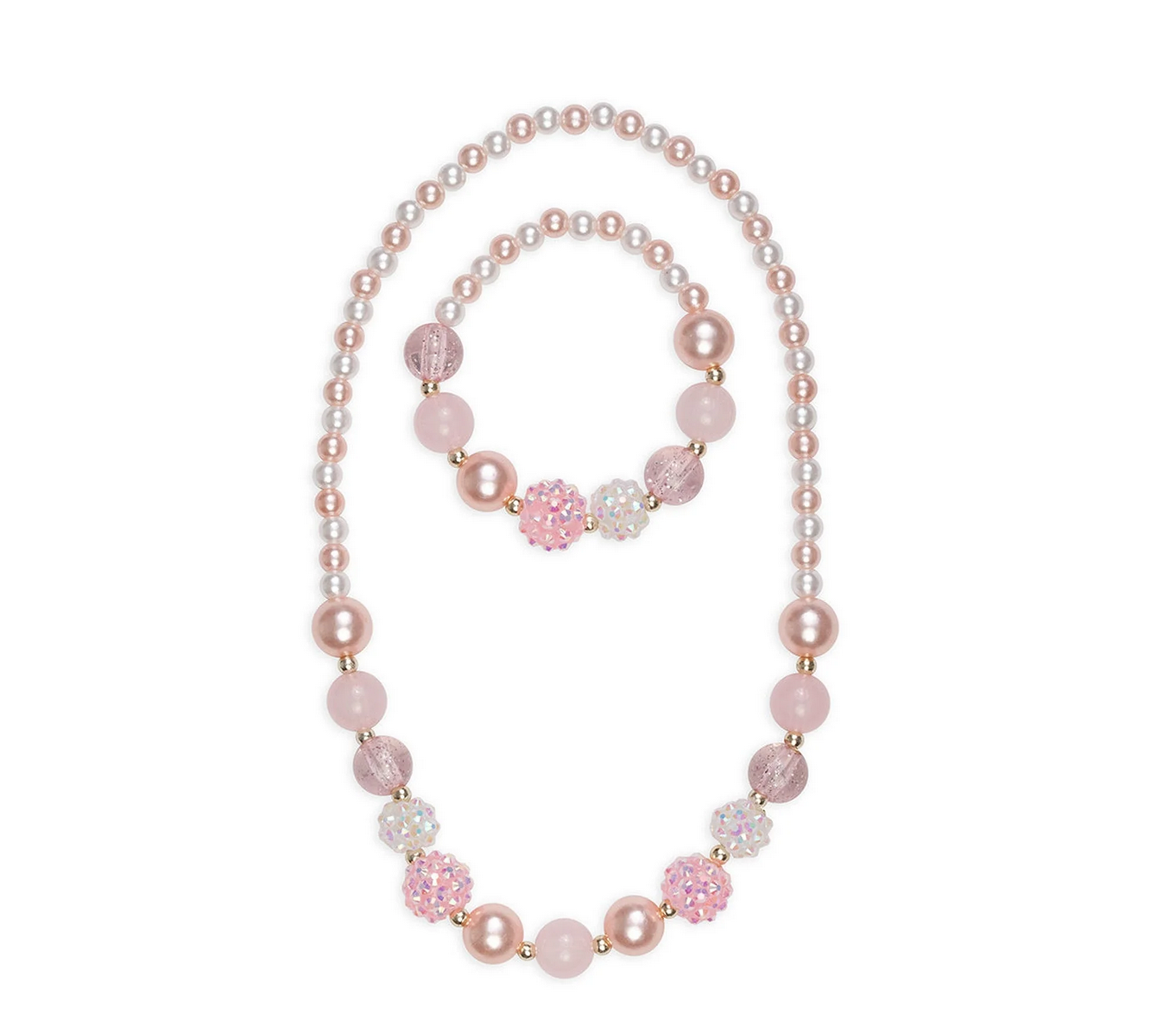 Pinky Pearl Necklace & Bracelet Set by Great Pretenders