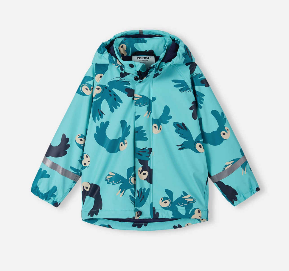 REIMA Koski - Fleece-Lined Rubber Rain Jacket - Aquamarine