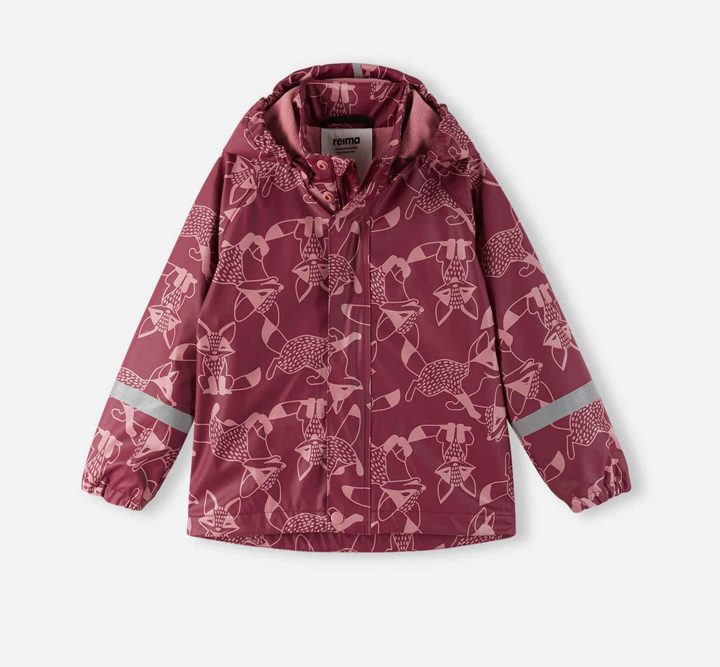 REIMA Koski - Fleece-Lined Rubber Rain Jacket Jam Red