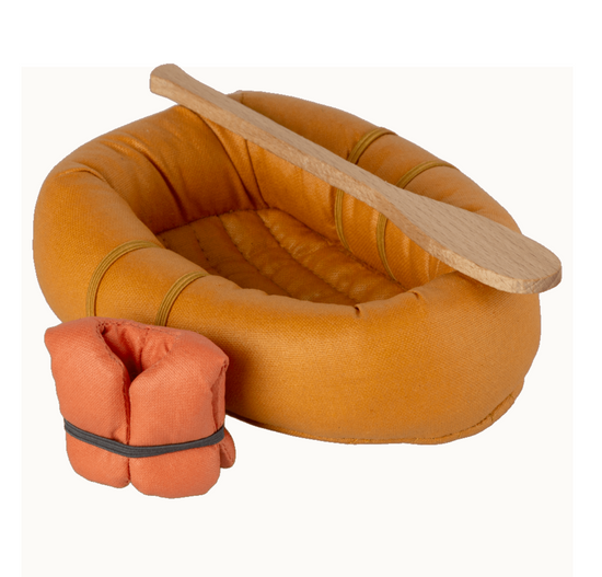 Maileg Rubber boat, Mouse - Dusty yellow