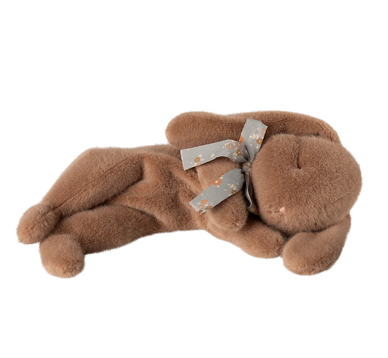 Maileg - Sleeping bunny plush, Small - Soft brown