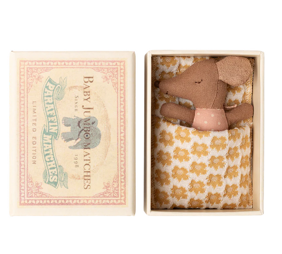 Sleepy wakey baby mouse in matchbox - Rose by Maileg