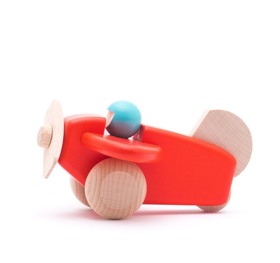 Small Wooden Plane Red by Bajo