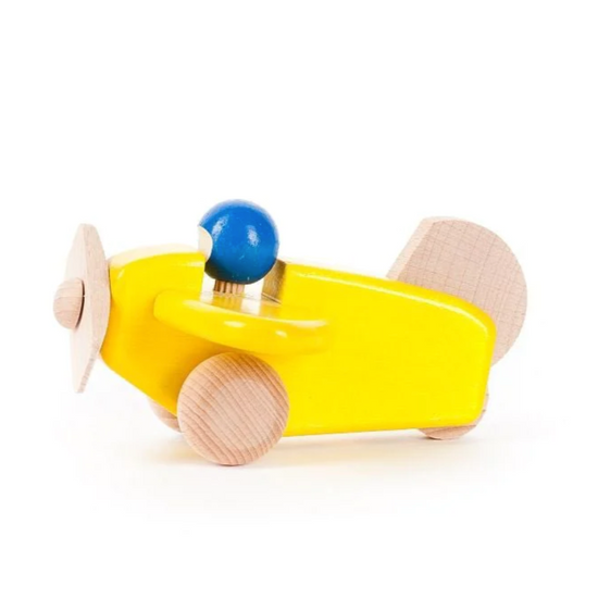 Small Wooden Plane Yellow  by Bajo