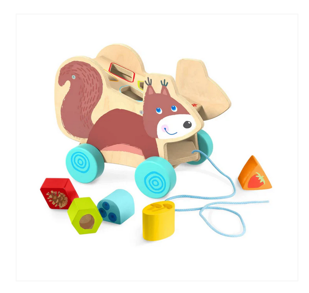 Squirrel Pull Along Toy Sorting Box by HABA