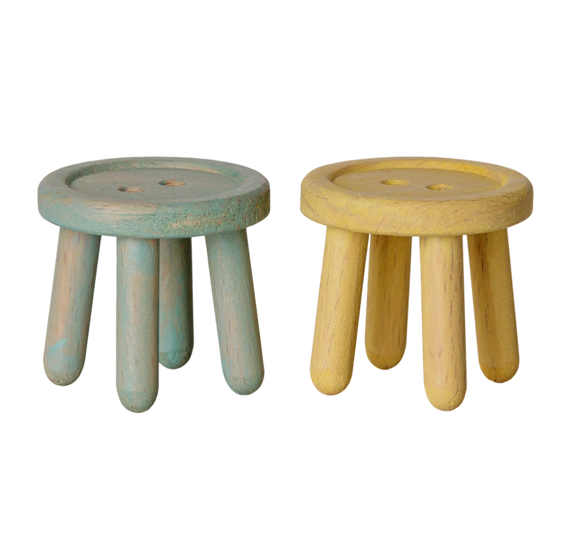 Stool set, Mouse - Mint/Light yellow   by Maileg