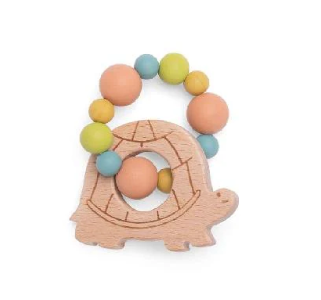 Turtle Teething Ring Rattle By Moulin Roty