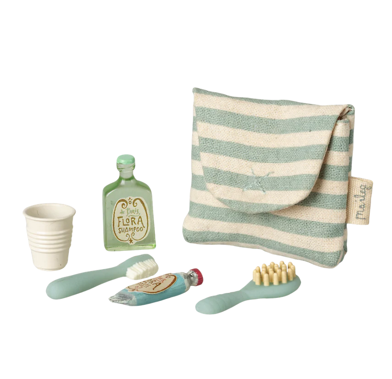 Tooth brush set in bag, Mouse Blue stripe  -   by Maileg