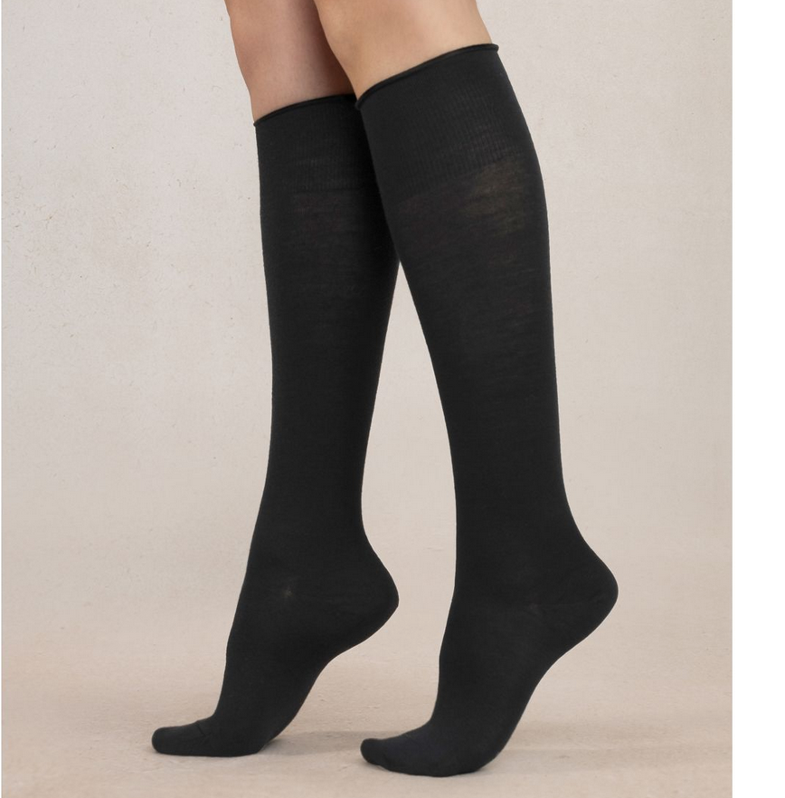 Wool knee-high socks Black 39/41 By Blueforet