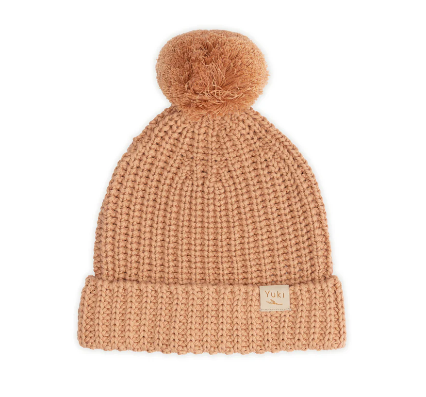 Yuki Chunky Knitted Beanie Coral