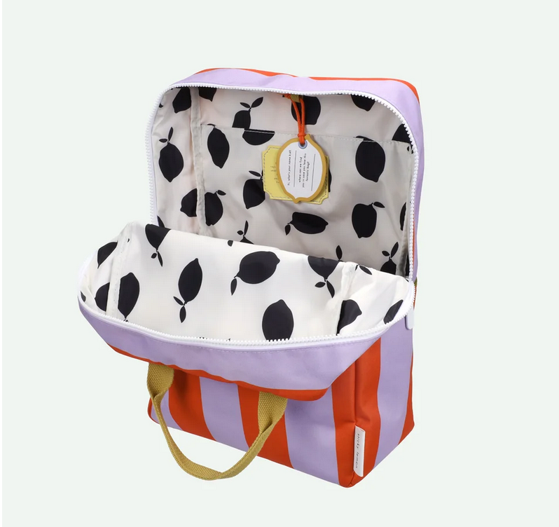 backpack large | stripes | campfire orange + dewy lilac by Sticky Lemon