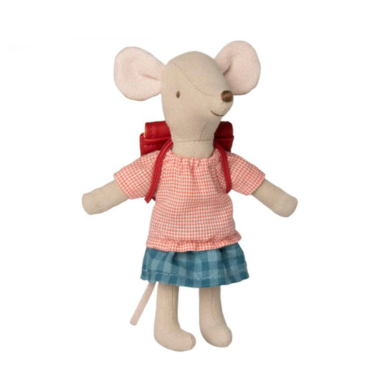 Maileg Big Sister Tricycle Mouse with Bag, Red