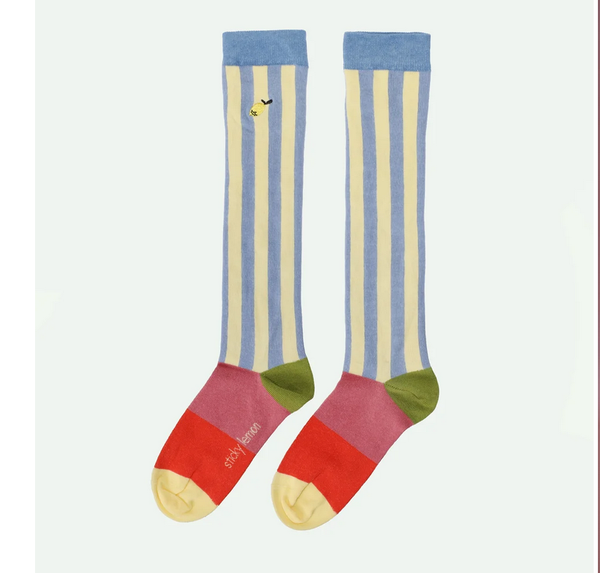 knee high socks | lemon tree | vertical stripes by Sticky Lemon