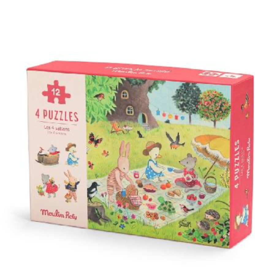 Grande Famille - Seasons Mini Puzzles 4x12pcs by Moulin Roty