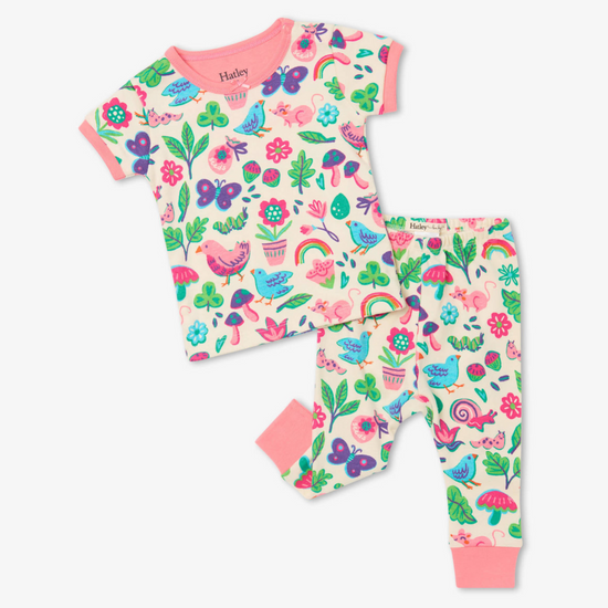 Rainbow Park Organic Cotton Baby Short Sleeve Pajama Set By Hatley