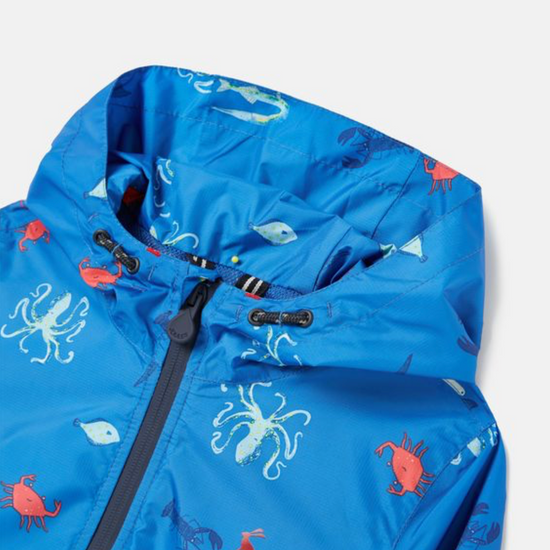 JOULES Arlow Waterproof Packable Jacket - Blue Sea Creatures