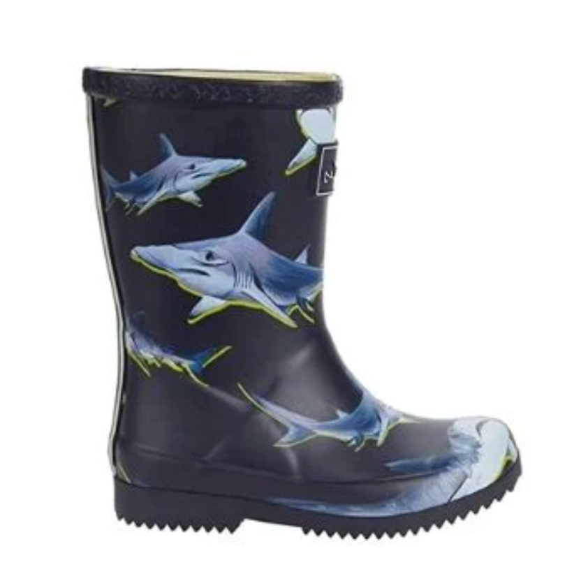 Joules Roll Up Waterproof Rain Boot Sharks