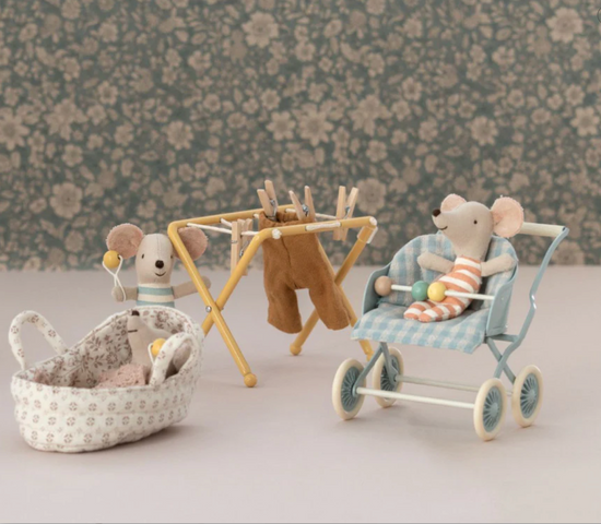 MAILEG Stroller, Baby Mice - Mint