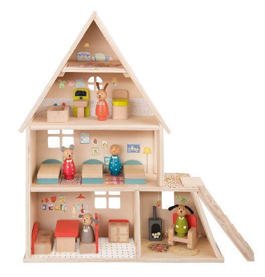 Load image into Gallery viewer, Doll House With Furniture by Moulin Roty

