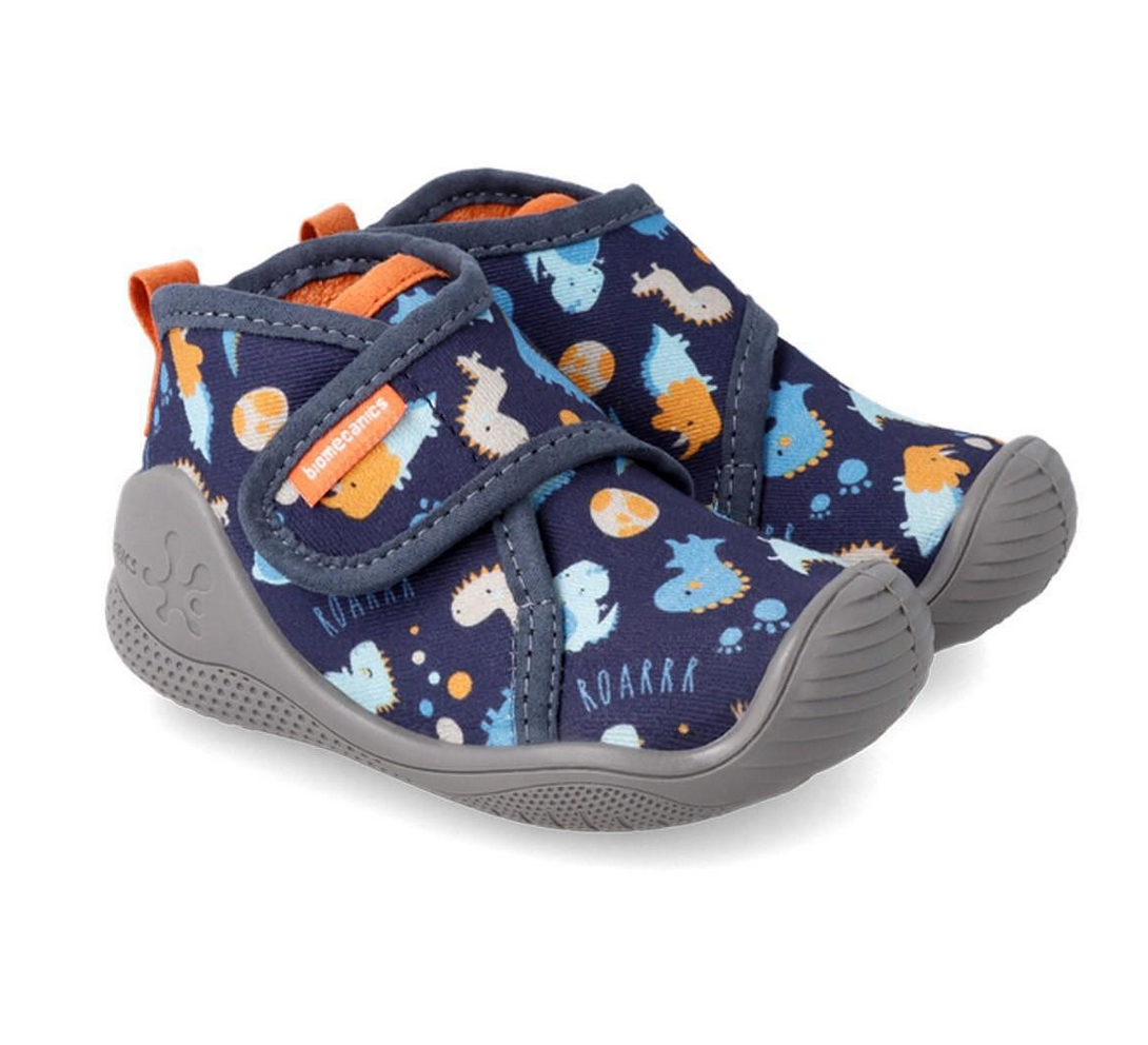 Load image into Gallery viewer, BIOMECANICS Cotton Slippers Blue Dinos
