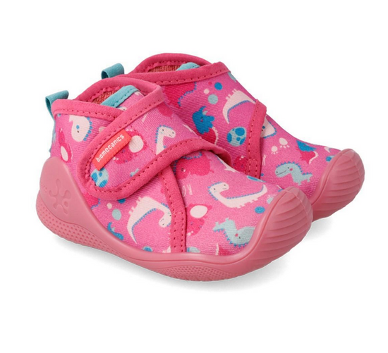 Load image into Gallery viewer, BIOMECANICS Cotton Slippers Pink Dinos
