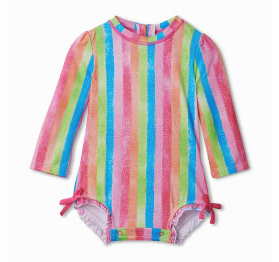 HATLEY Baby Rashguard Swimsuit Rainbow Stripes 18-24 M