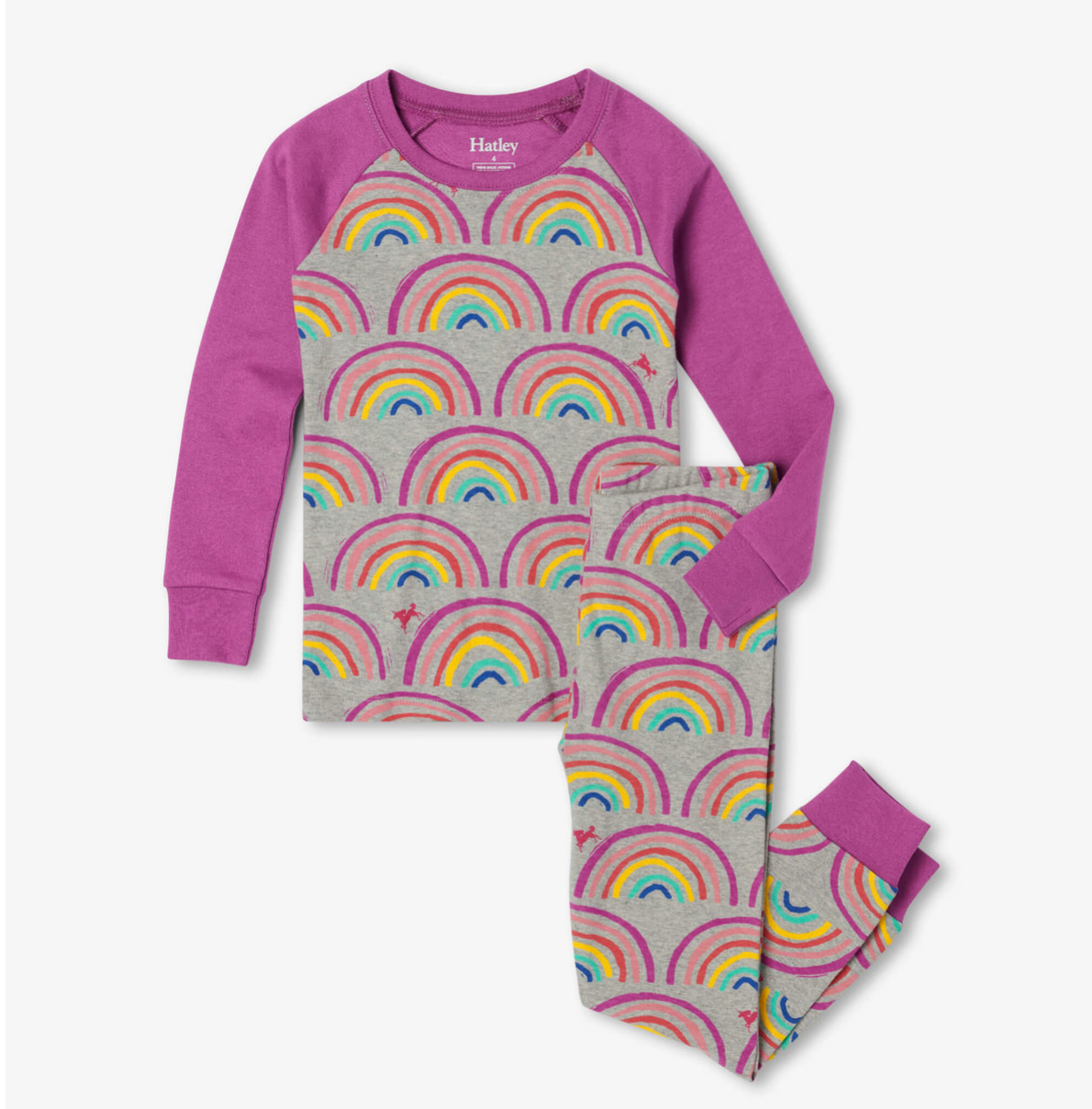 HATLEY Rainbow Dreams Organic Cotton Raglan Pajama Set